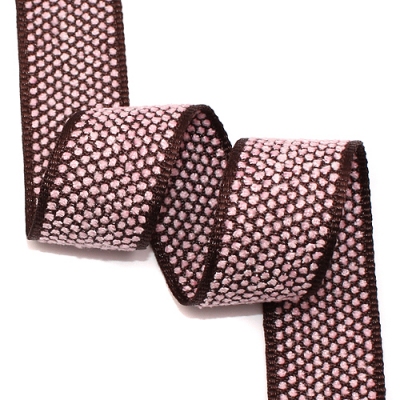 밤색/연핑크 엠보샤넬리본(자카드)-95a