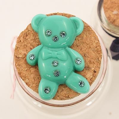 초록/아홉큐빅곰(플라스틱장식)B1-4